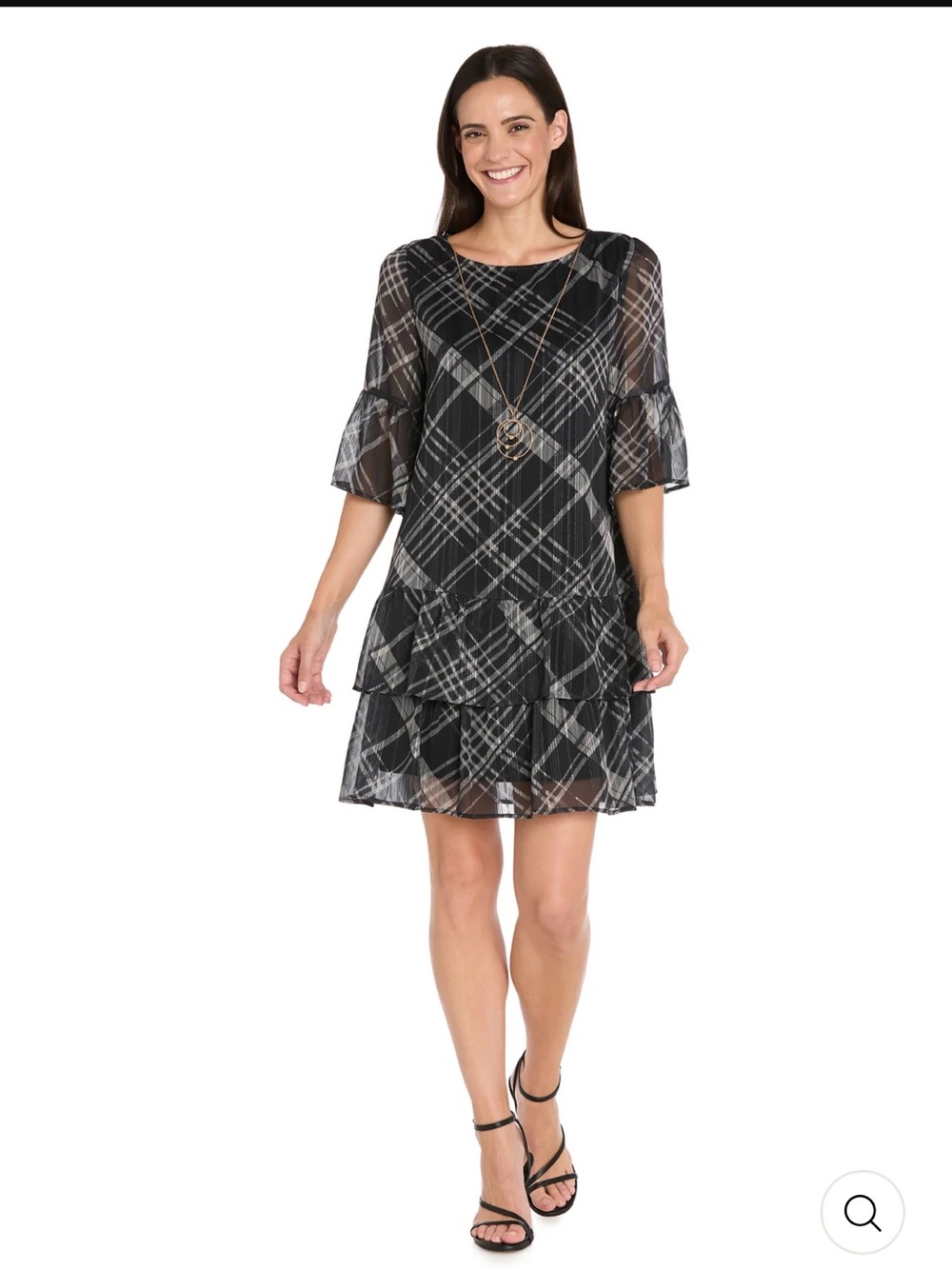 R&M Printed Chiffon Lurex Dress sz small NWT